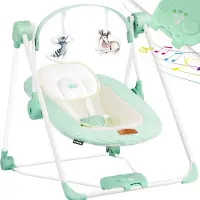 Kidiz Wipstoel Baby Elektrisch Babyschommel tot max 9kg - Schommelstoel voor Baby Swing met Speelboog en 5 schommelsnelheden - Mintgroen