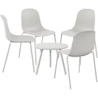 CLP Mindin tuinset - voor de tuin - loungeset - Set van tafel Minot en 4 x stoel Hardin - UV-bestendig - Tuinmeubelen - licht grijs