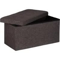 Relaxdays zitbank met opslagruimte - linnen - 38 x 76 x 38 cm - opbergdoos - robuuste bank bruin