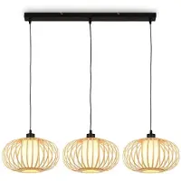 Briloner - ROTTI - Hanglamp, 120 cm, 3x E27, max. 10W, houtkleurig