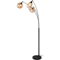 TRIO LUMINA - Vloerlamp - Zwart mat - excl. 3x E14 10W - Amber glas