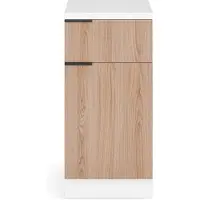 Blumfeldt Keukenkast met werkblad - Moderne ladekast met 30 mm MDF-werkblad, Soft-close-scharnieren, Verstelbare ABS-voeten, Melaminegecoat, Mat-zwarte grepen
