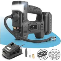 Stahlwerk accu-luchtcompressor ADK-20 ST|72 watt vermogen en 2 Ah accu | minicompressor voor het oppompen van banden, ballen | elektrische luchtpomp met digitale display en licht | luchtcompressor