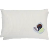 HEMA Kussen 50x30cm katoen bloemen strepen (blauw)