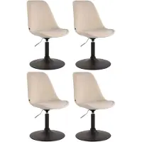 CLP Maverick Set van 4 Eetkamerstoelen - Fluweel creme zwart