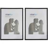 Relaxdays fotolijst 20 x 30 cm - set van 2 - passe-partout 15 x 20 cm - wissellijst zwart