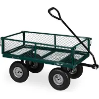 Relaxdays Handwagen, een praktische tuinkar met luchtbanden, inklapbare zijwanden, geschikt voor een gewicht tot 200 kg, kleur: groen