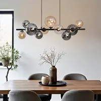 LumenXL Design hanglamp Deka zwart met amber en smoke glas, 10-lichts