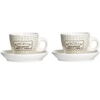 Ritzenhoff & Breker Set van 2 espressokopjes + schoteltjes 80ml crème/blauw Retro Keuken - Ritzenhoff 66449