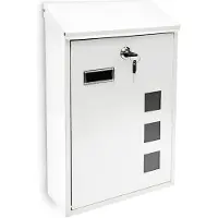 Relaxdays Brievenbus modern design - Wandmodel gelakt metaal - 25x40 cm - Keuze 4 kleuren. wit