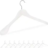 Relaxdays kledinghanger - hout - set van 10 - brede schouders - wit