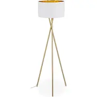Relaxdays vloerlamp driepoot - goud - staande lamp 3 poot - stalamp met kap - metaal - e27