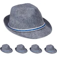 Relaxdays Tiroler hoed - 5 stuks - vilt - traditioneel design - Bayern hoed - donkergrijs