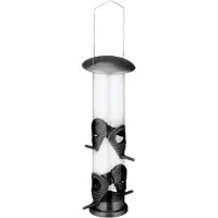 Relaxdays voedersilo vogels - hangend - 4 openingen - tuinvogels en kleine vogels - zwart