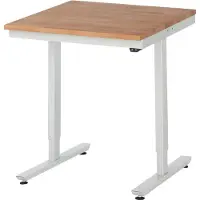 RAU Adlatus werktafel, elektrisch in hoogte verstelbaar, 25 mm geolied massief houten blad, tot 150 kg, B 750 x D 800 x H 720-1120 mm, beuken/lichtgrijs