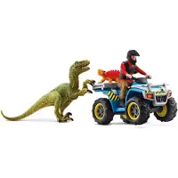Schleich Dinosaurussen, Dinosaurusspeelset met Quad en Velociraptor voor Kinderen 4+