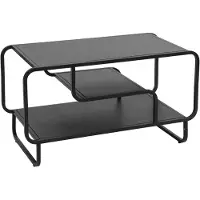 Mendler Salontafel -O49, salontafel, industrieel, 3 legplanken, metaal, 45x80x40 cm ~ zwart