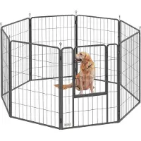 PawHut Welpenlaufstall Welpenauslauf mit 8 Gitter je 68x100 cm Tür Erdspießen flexibel faltbar Schutzplane Freilaufgehege 100cm hoch Hundelaufstall für Hund Katze Welpengitter für drinnen draußen