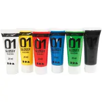 Creativ Company Acrylverfset, glanzend, standaardkleuren, 6x20ml, voor kinderen