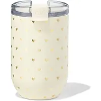 HEMA Koffiebeker 350ml Rvs Hartjes (gebroken wit)