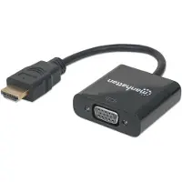 Manhattan HDMI / VGA Adapter [1x HDMI-stekker - 1x VGA-bus] Zwart