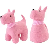 J-Line deurstopper hond met sjaal roze - 1,95 kg - 35 x 33 x 20 cm