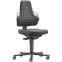 BIMOS Werkdraaistoel | wielen | supertec-weefsel zwart | handvatkleur grijs 450-600 mm | 1 stuk - 9033-SP01-3285
