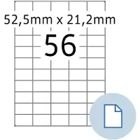 Herma Etiketten 8456, permanente kleefstof, bedrukbaar, B 52,5 x H 21,2 mm, papier, wit, 28000 stuks/500 vellen
