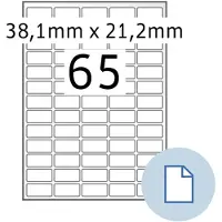 Herma Etiketten 8465, permanente kleefstof, bedrukbaar, B 38,1x H 21,2 mm, papier, wit, 32500 stuks/500 vellen