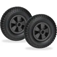 Relaxdays kruiwagenwiel - set van 2 - 2.50-4 - massief rubber - kunststof - anti-lek - 80 kg - zwart