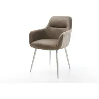 DELIFE Eetkamerstoel Pejo-Flex microvelours taupe vintage 4-poot conisch roestvrij staal pocketveer kern