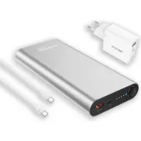 RealPower PB-20000 PD Pro Powerbank 20000 mAh USB PD Zilver Statusweergave