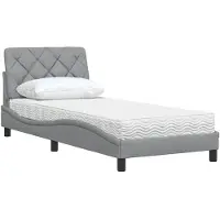 vidaXL Bed met matras stof lichtgrijs 100x200 cm