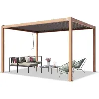 TOOLPORT Pergola 3x4 m, lamellendak, laklaag met houtoptiek