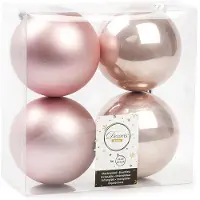 Décoris Kerstbal Roze D 10 Cm 4 Stuks