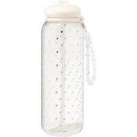 HEMA XXL waterfles 1150ml met bandje hartjes (gebroken wit)