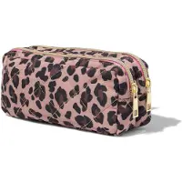 HEMA Etui 20x9x7cm met dubbele rits panter (bruin)