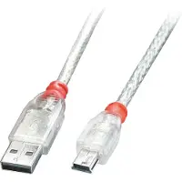 Lindy 41781 USB-kabel USB 2.0 0,5 m USB A Mini-USB B Transparant