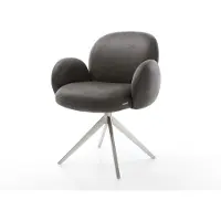 DELIFE Draaistoel Nube-Flex met armleuning microvelours antraciet vintage kruisframe breed roestvrij staal 360° draaibaar rocker-functie pocketveer kern