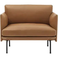Muuto Outline stoel zwart onderstel Refine leather cognac-Black