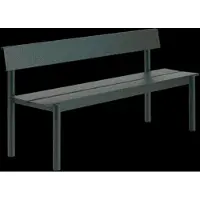 Muuto Linear Steel Zitbank met Rugleuning Dark Green | 170 x 34 CM | 66.9 x 15.4in