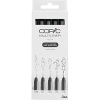 Copic Multiliner finelinerset zwart ( 0,05 - 0,8 mm) 5 stuks