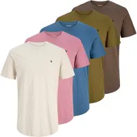 Jack & Jones Premium Shirt 'JPRBLABRODY TEE SS CREW NECK 5-PACK KA' beige / enziaan / chocoladebruin / olijfgroen / eosine