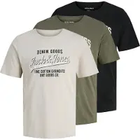 Jack & Jones Shirt 'JJEthan' lichtgrijs / olijfgroen / grenadine / zwart