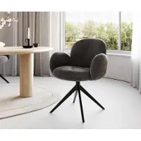 DELIFE Draaistoel Nube-Flex met armleuning microvelours antraciet vintage kruisframe breed zwart 360° draaibaar pocketveer kern