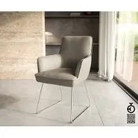 DELIFE Eetkamerstoel Heira-Flex met armleuning echt leer mud slipframe roestvrij staal pocketveer kern