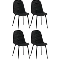 CLP Giverny Set van 4 eetkamerstoelen - zonder armleuning - zwart Stof