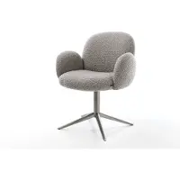 DELIFE Draaistoel Nube-Flex met armleuning bouclé zilver grijs kruispoot grafiet 360° draaibaar rocker-functie pocketveer kern