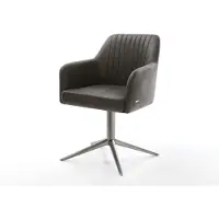DELIFE Draaistoel Greg-Flex microvelours antraciet vintage kruispoot grafiet 360° draaibaar rocker-functie pocketveer kern