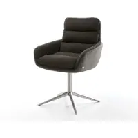 DELIFE Draaistoel Abelia-Flex met armleuning materiaalmix zwart kruispoot roestvrij staal 360° draaibaar rocker-functie